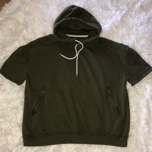 Short sleeve hoodie olive green